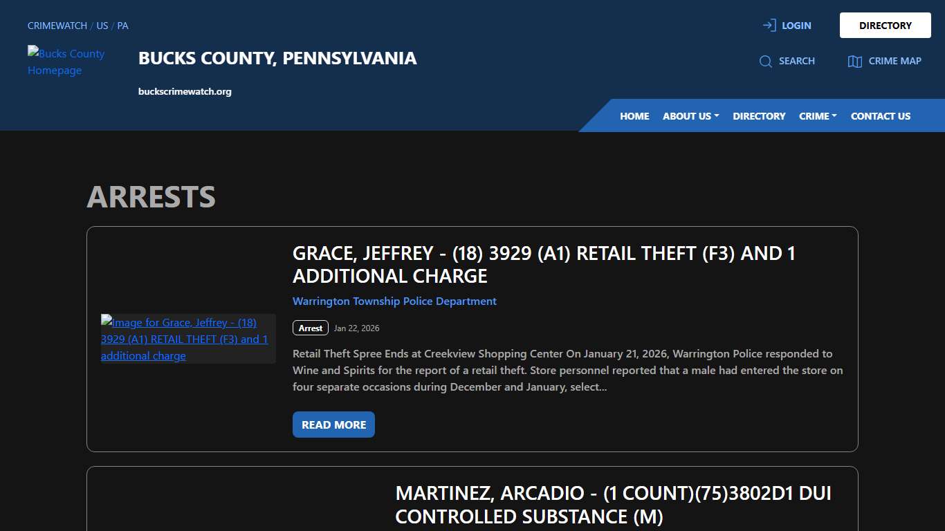 Arrests for Bucks County, Pennsylvania CRIMEWATCH